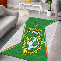 Bolivia La Verde Soccer Area Rug with Number and Flaming Ball Graphic