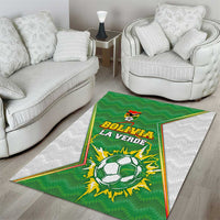 Bolivia La Verde Soccer Area Rug with Number and Flaming Ball Graphic
