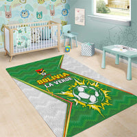 Bolivia La Verde Soccer Area Rug with Number and Flaming Ball Graphic