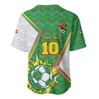 Personalized Bolivia La Verde Soccer Baseball Jersey with Number and Flaming Ball Graphic TS04