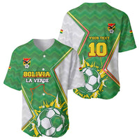 Personalized Bolivia La Verde Soccer Baseball Jersey with Number and Flaming Ball Graphic TS04