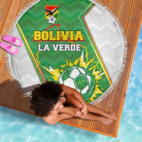 Bolivia La Verde Soccer Beach Blanket with Number and Flaming Ball Graphic
