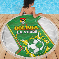 Bolivia La Verde Soccer Beach Blanket with Number and Flaming Ball Graphic