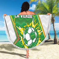 Bolivia La Verde Soccer Beach Blanket with Number and Flaming Ball Graphic