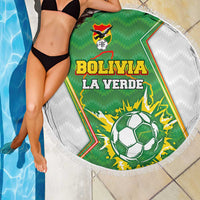 Bolivia La Verde Soccer Beach Blanket with Number and Flaming Ball Graphic