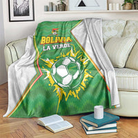 Bolivia La Verde Soccer Blanket with Number and Flaming Ball Graphic