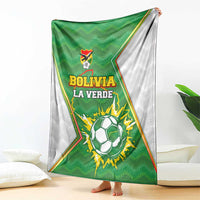 Bolivia La Verde Soccer Blanket with Number and Flaming Ball Graphic