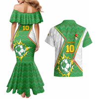Personalized Bolivia La Verde Soccer Couples Matching Mermaid Dress and Hawaiian Shirt with Number and Flaming Ball Graphic TS04
