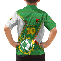 Personalized Bolivia La Verde Soccer Family Matching Off The Shoulder Long Sleeve Dress and Hawaiian Shirt with Number and Flaming Ball Graphic TS04