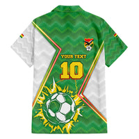 Personalized Bolivia La Verde Soccer Family Matching Off The Shoulder Long Sleeve Dress and Hawaiian Shirt with Number and Flaming Ball Graphic TS04
