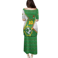 Personalized Bolivia La Verde Soccer Family Matching Puletasi and Hawaiian Shirt with Number and Flaming Ball Graphic TS04