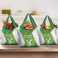 Bolivia La Verde Soccer Grocery Bag with Number and Flaming Ball Graphic