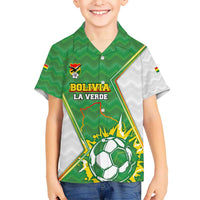Personalized Bolivia La Verde Soccer Kid Hawaiian Shirt with Number and Flaming Ball Graphic