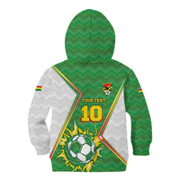 Personalized Bolivia La Verde Soccer Kid Hoodie with Number and Flaming Ball Graphic TS04