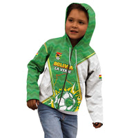Personalized Bolivia La Verde Soccer Kid Hoodie with Number and Flaming Ball Graphic TS04
