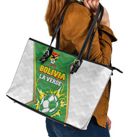 Bolivia La Verde Soccer Leather Tote Bag with Number and Flaming Ball Graphic