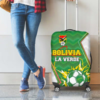 Bolivia La Verde Soccer Luggage Cover with Number and Flaming Ball Graphic