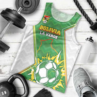 Personalized Bolivia La Verde Soccer Men Tank Top with Number and Flaming Ball Graphic