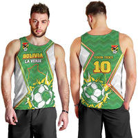 Personalized Bolivia La Verde Soccer Men Tank Top with Number and Flaming Ball Graphic TS04