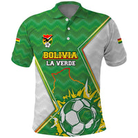 Personalized Bolivia La Verde Soccer Polo Shirt with Number and Flaming Ball Graphic