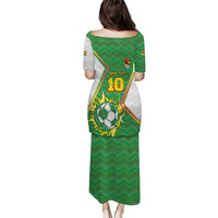 Personalized Bolivia La Verde Soccer Puletasi with Number and Flaming Ball Graphic TS04