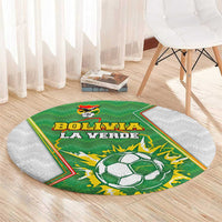 Bolivia La Verde Soccer Round Carpet with Number and Flaming Ball Graphic