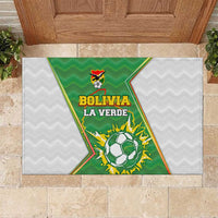 Bolivia La Verde Soccer Rubber Doormat with Number and Flaming Ball Graphic