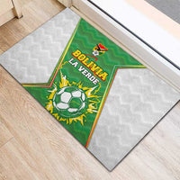 Bolivia La Verde Soccer Rubber Doormat with Number and Flaming Ball Graphic