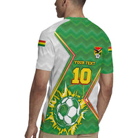Personalized Bolivia La Verde Soccer Rugby Jersey with Number and Flaming Ball Graphic TS04