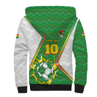 Personalized Bolivia La Verde Soccer Sherpa Hoodie with Number and Flaming Ball Graphic TS04