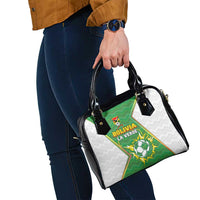 Bolivia La Verde Soccer Shoulder Handbag with Number and Flaming Ball Graphic