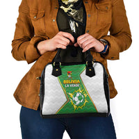 Bolivia La Verde Soccer Shoulder Handbag with Number and Flaming Ball Graphic