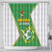 Bolivia La Verde Soccer Shower Curtain with Number and Flaming Ball Graphic