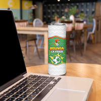 Bolivia La Verde Soccer Skinny Tumbler with Number and Flaming Ball Graphic TS04