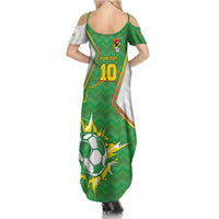 Personalized Bolivia La Verde Soccer Summer Maxi Dress with Number and Flaming Ball Graphic TS04