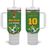 Bolivia La Verde Soccer Tumbler With Handle with Number and Flaming Ball Graphic TS04