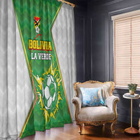 Bolivia La Verde Soccer Window Curtain with Number and Flaming Ball Graphic