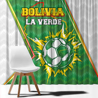 Bolivia La Verde Soccer Window Curtain with Number and Flaming Ball Graphic