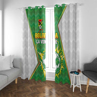 Bolivia La Verde Soccer Window Curtain with Number and Flaming Ball Graphic
