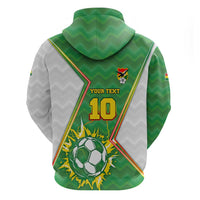 Personalized Bolivia La Verde Soccer Zip Hoodie with Number and Flaming Ball Graphic TS04