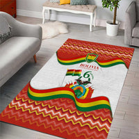 Bolivia Independence Day Area Rug with Flag Colors and August 6 Celebration Design