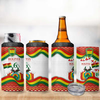 Bolivia Independence Day 4 in 1 Can Cooler Tumbler with Flag Colors and August 6 Celebration Design