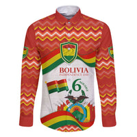 Bolivia Independence Day Family Matching Long Sleeve Bodycon Dress and Hawaiian Shirt with Flag Colors and August 6 Celebration Design