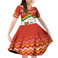 Bolivia Independence Day Family Matching Off Shoulder Short Dress and Hawaiian Shirt with Flag Colors and August 6 Celebration Design