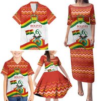 Bolivia Independence Day Family Matching Puletasi and Hawaiian Shirt with Flag Colors and August 6 Celebration Design