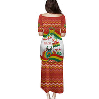 Bolivia Independence Day Family Matching Puletasi and Hawaiian Shirt with Flag Colors and August 6 Celebration Design