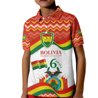 Bolivia Independence Day Kid Polo Shirt with Flag Colors and August 6 Celebration Design