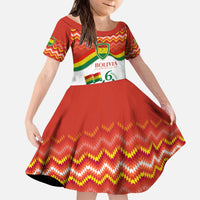Bolivia Independence Day Kid Short Sleeve Dress with Flag Colors and August 6 Celebration Design