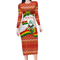 Bolivia Independence Day Long Sleeve Bodycon Dress with Flag Colors and August 6 Celebration Design