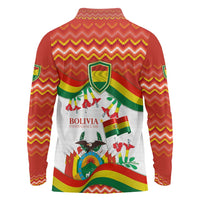 Bolivia Independence Day Long Sleeve Polo Shirt with Flag Colors and August 6 Celebration Design